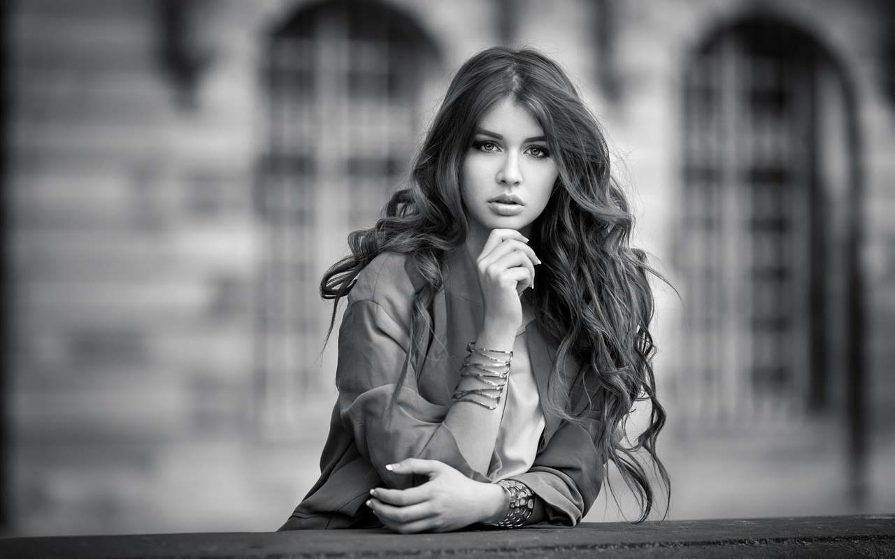 women, portrait, monochrome, depth of field