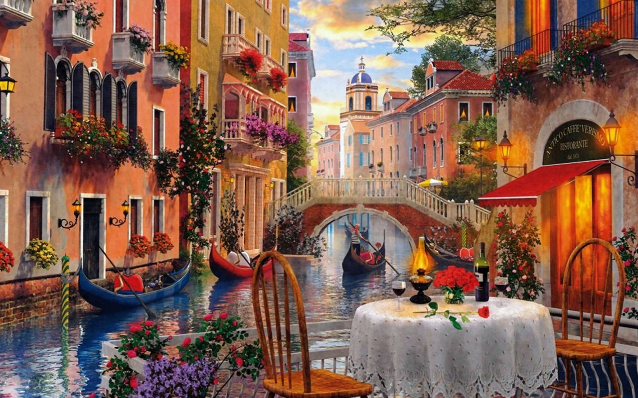 al, venice, scenery, illustration, wide, italy, artwork, art, water, canal, painting, screen, ,,,,,,,,,,,,,,, ,,