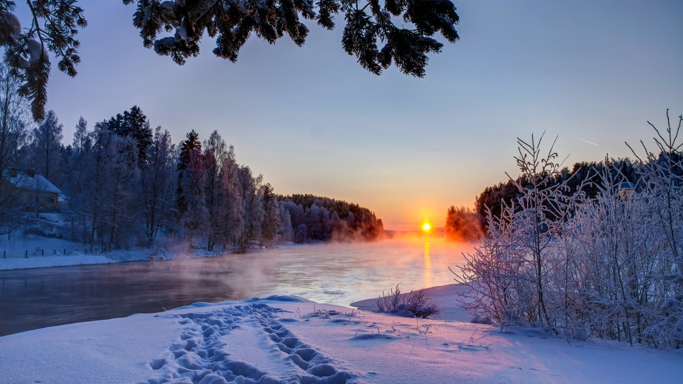 snow, river, , landscape, white, sunset, sky, , scenery, , cool, clouds, , , sun, , , nice, 