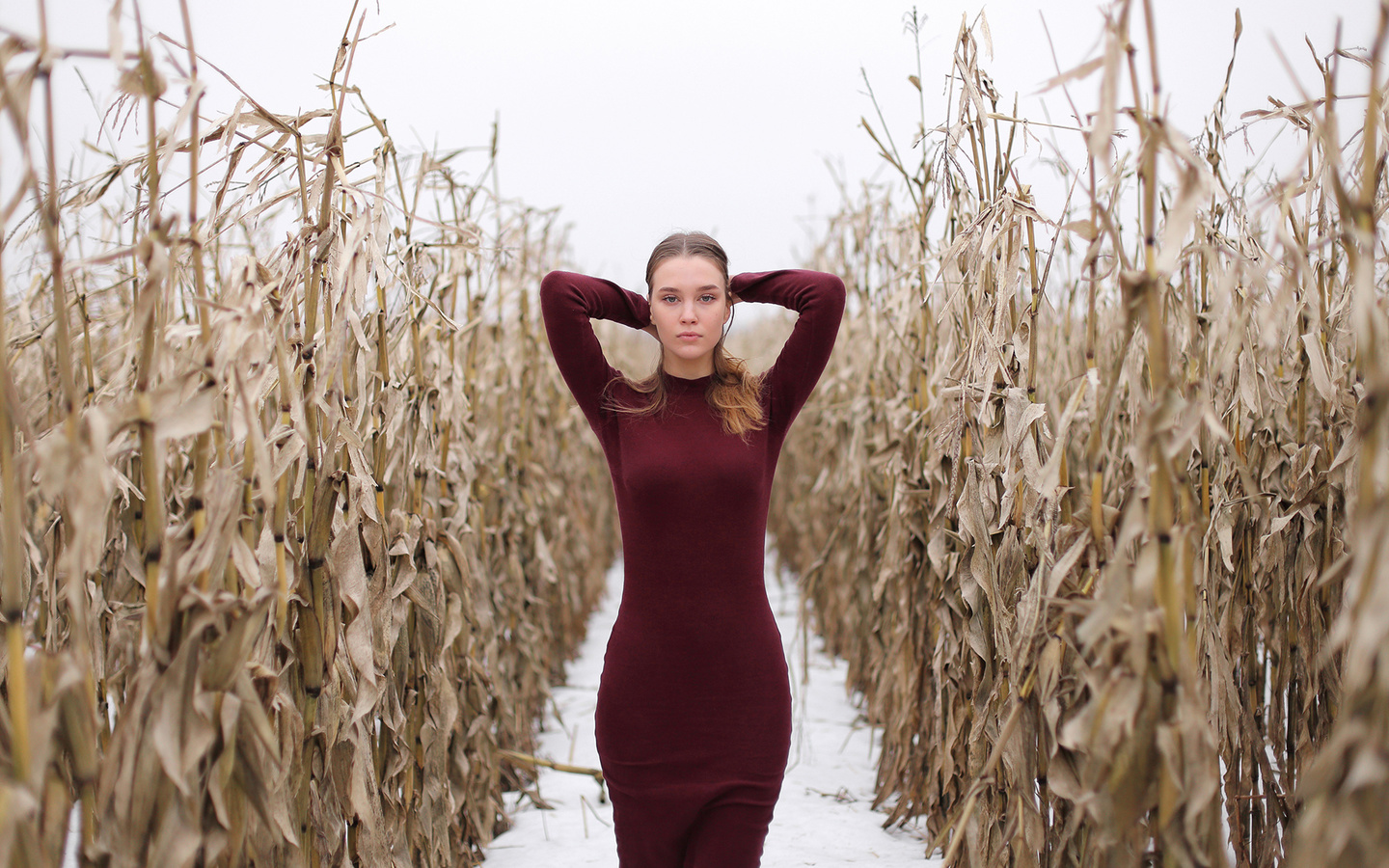 women, blonde, red dress, portrait, women outdoors