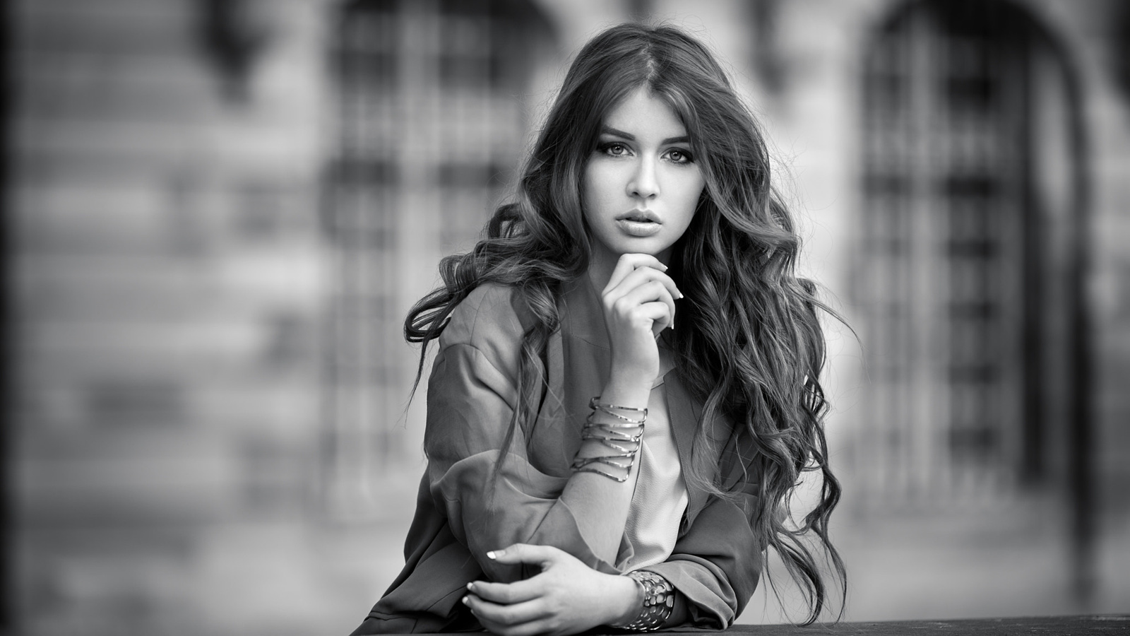 women, portrait, monochrome, depth of field