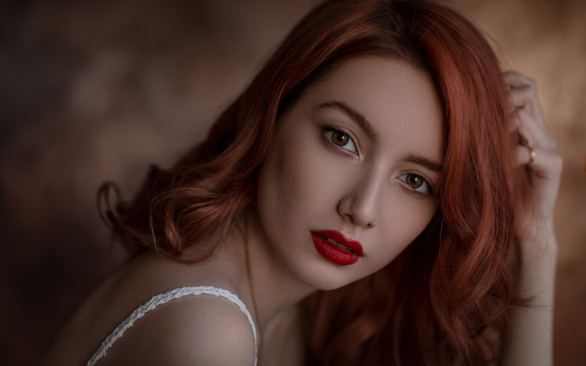 women, face, portrait, ali falak, redhead, red lipstick