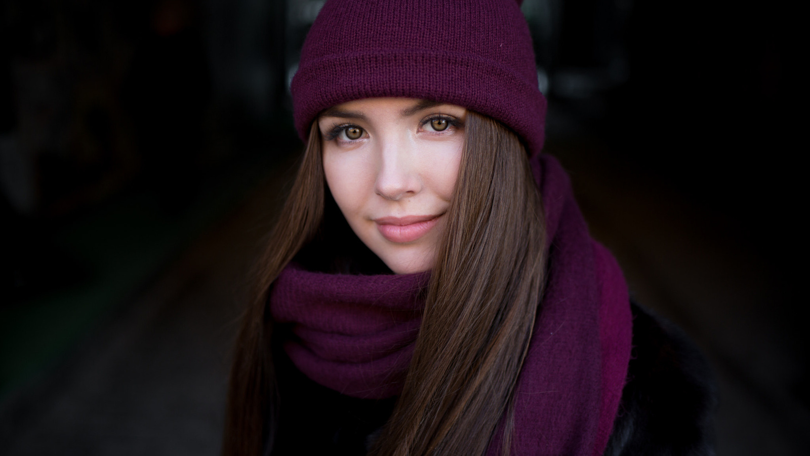 women, smiling, face, portrait, scarf, long hair