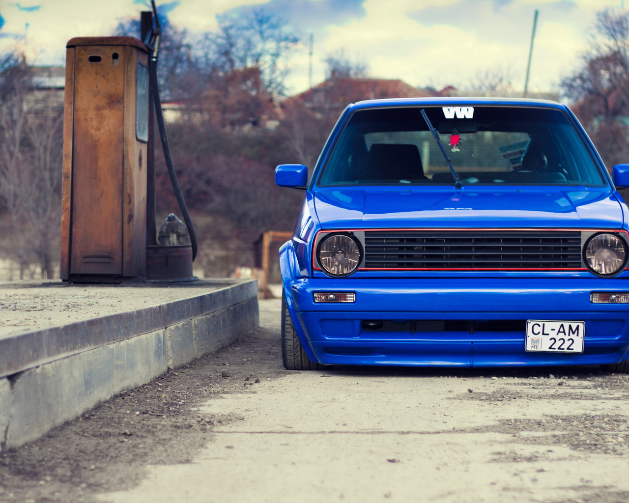 volkswagen, golf, mk2, stance, tuning, blue