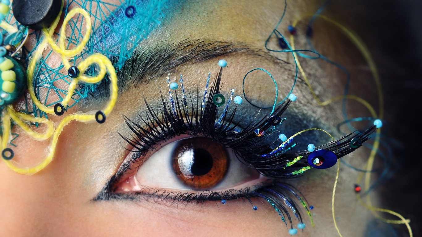 macro, eyebrows, eyes, eyelashes, shadows, makeup, the pupil, girl