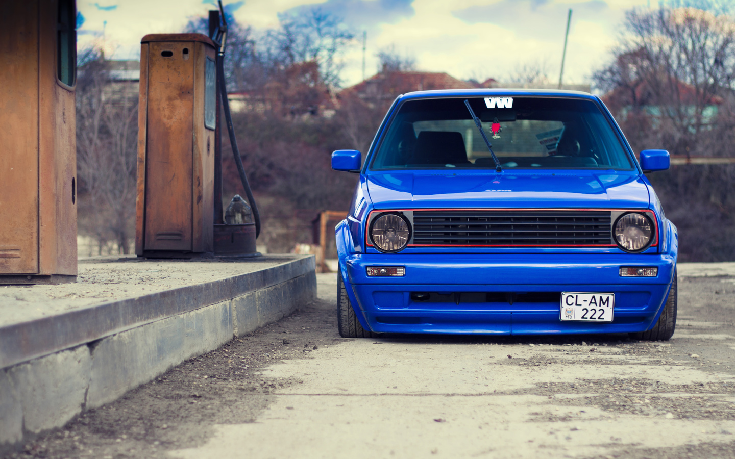 volkswagen, golf, mk2, stance, tuning, blue