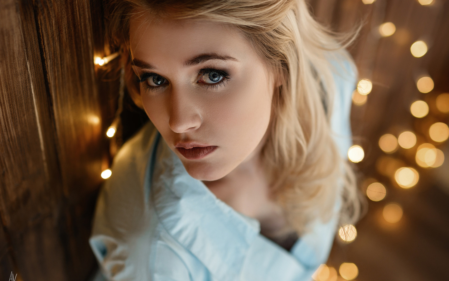 women, blonde, face, portrait, bokeh