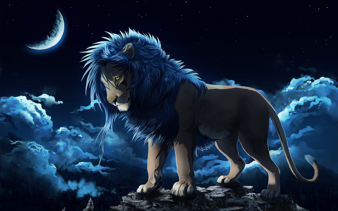 leo, rock, mane, the sky, the moon,  leona