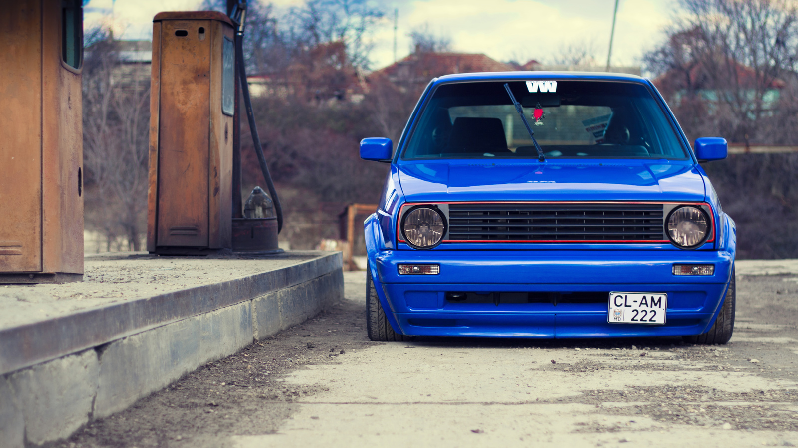 volkswagen, golf, mk2, stance, tuning, blue