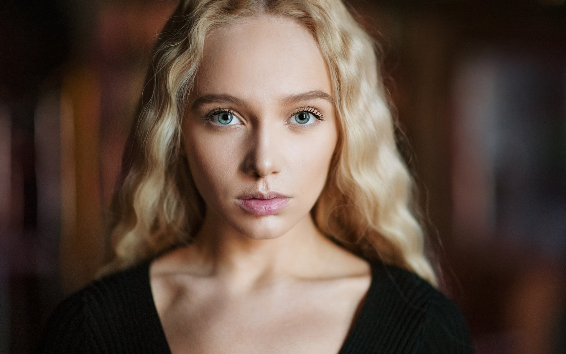 women, maria popova, green eyes, blonde, maxim maximov, face, portrait