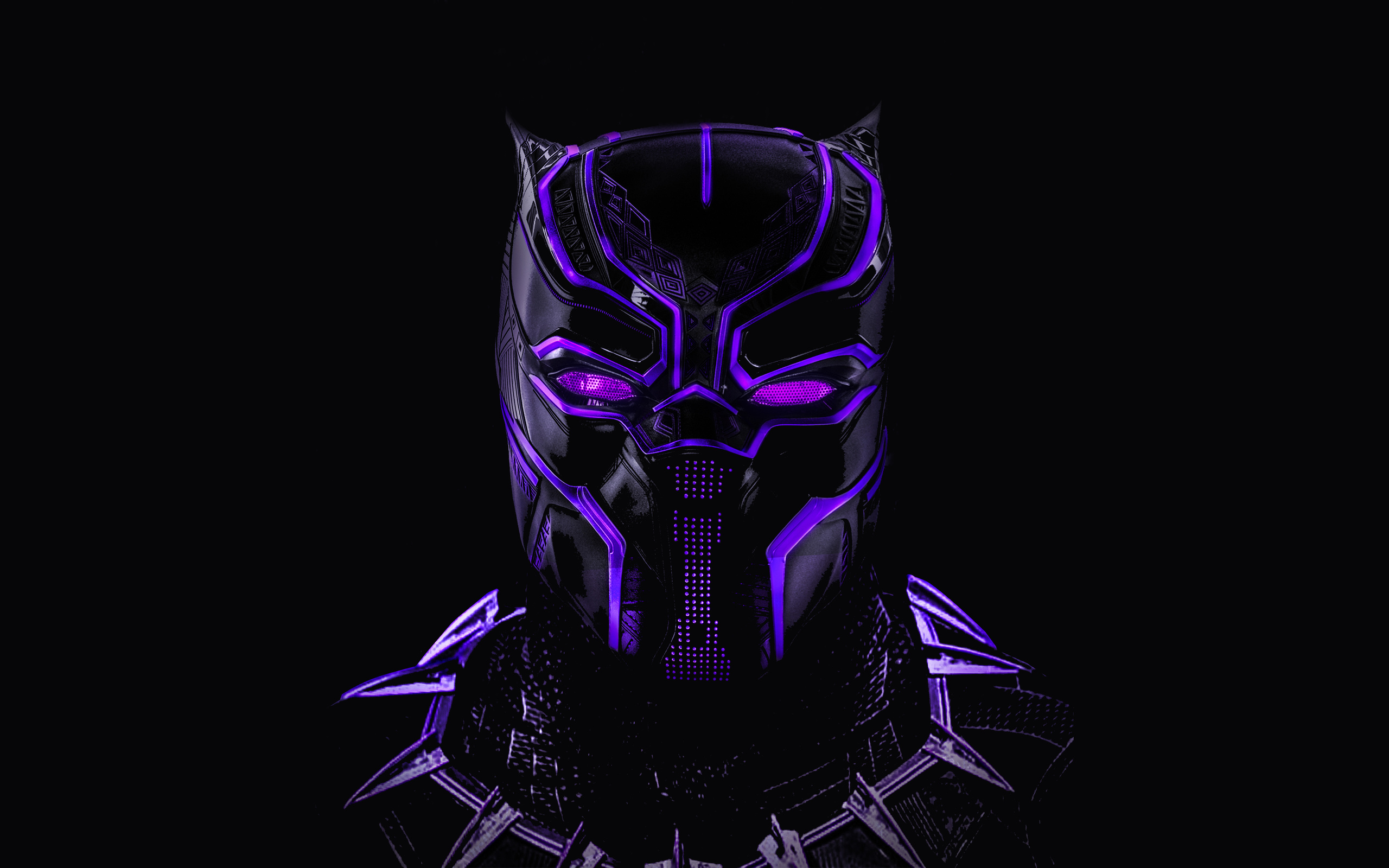 black, panther, neon, artwork