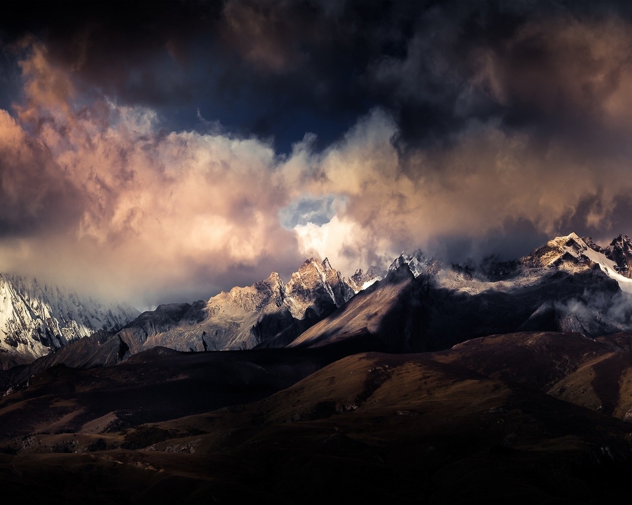 clouds, mountains, the sky, the himalayas, clouds