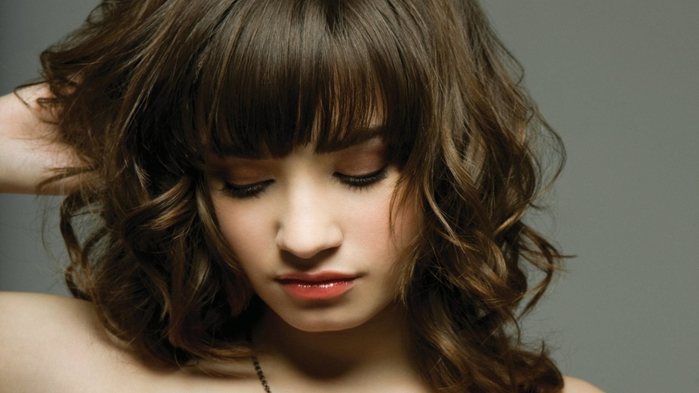 actress, demi lovato, looking down, demi lovato, curls, brown hair, celebrity