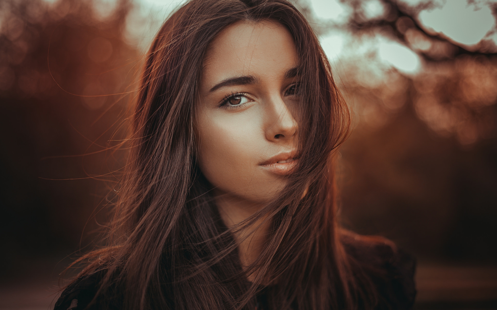 women, face, portrait, women outdoors, depth of field, brown eyes, bokeh