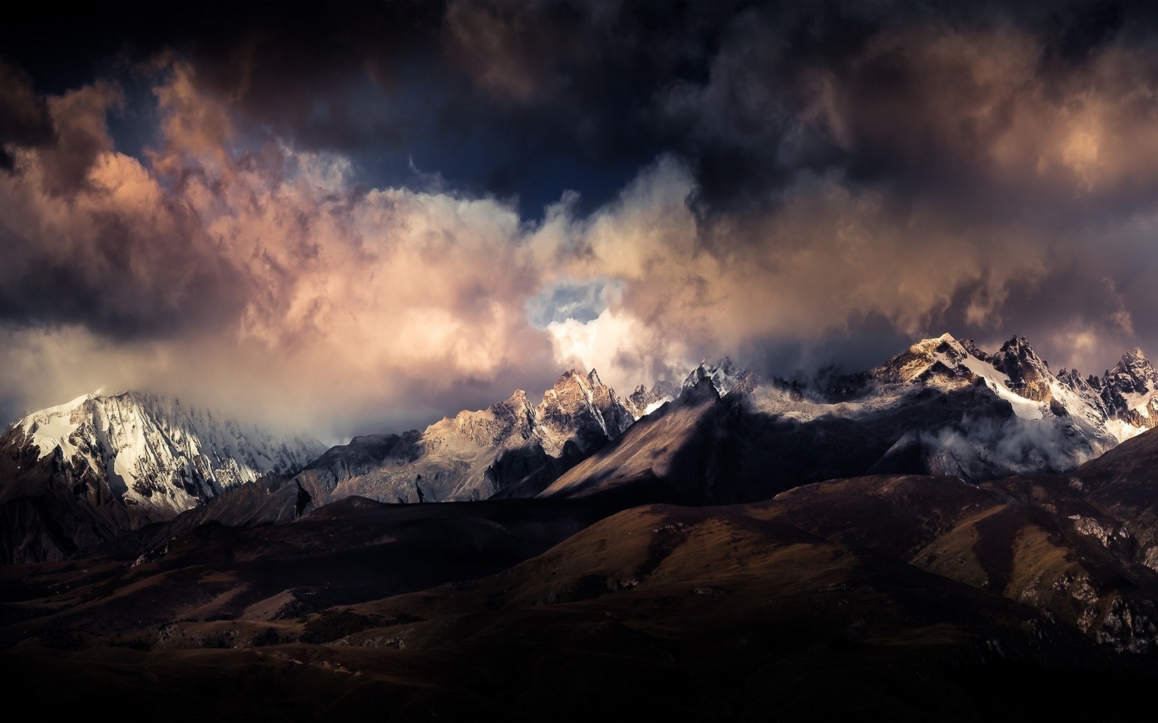 clouds, mountains, the sky, the himalayas, clouds