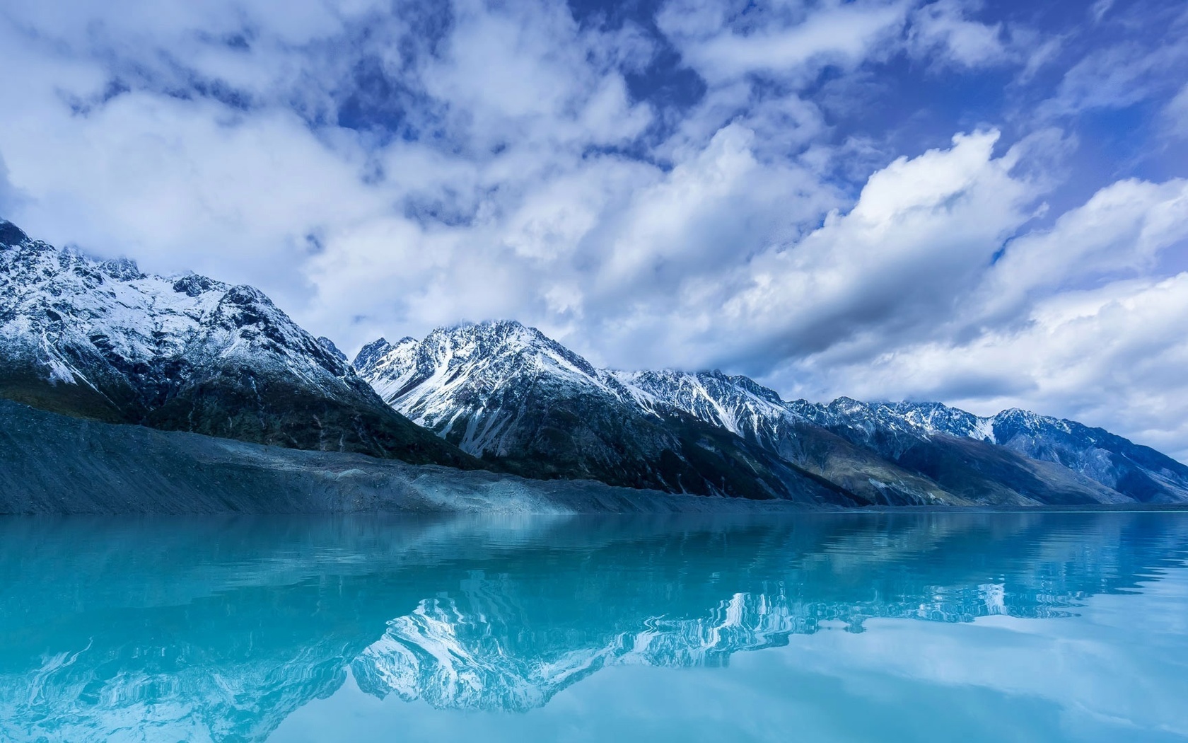 lake tasman, clouds, mountains, snow, new zealand