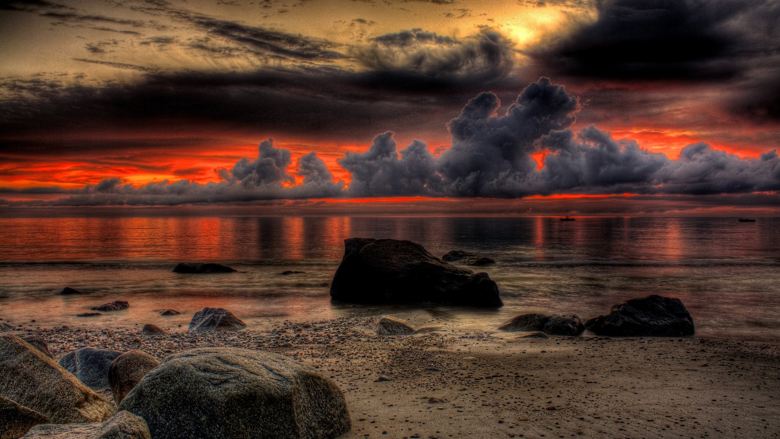 rocks, beach, stones, sand, sea, sunset, colors, the ocean