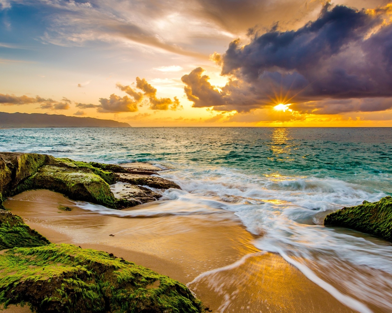 , hawaii, sunset, beach, ocean