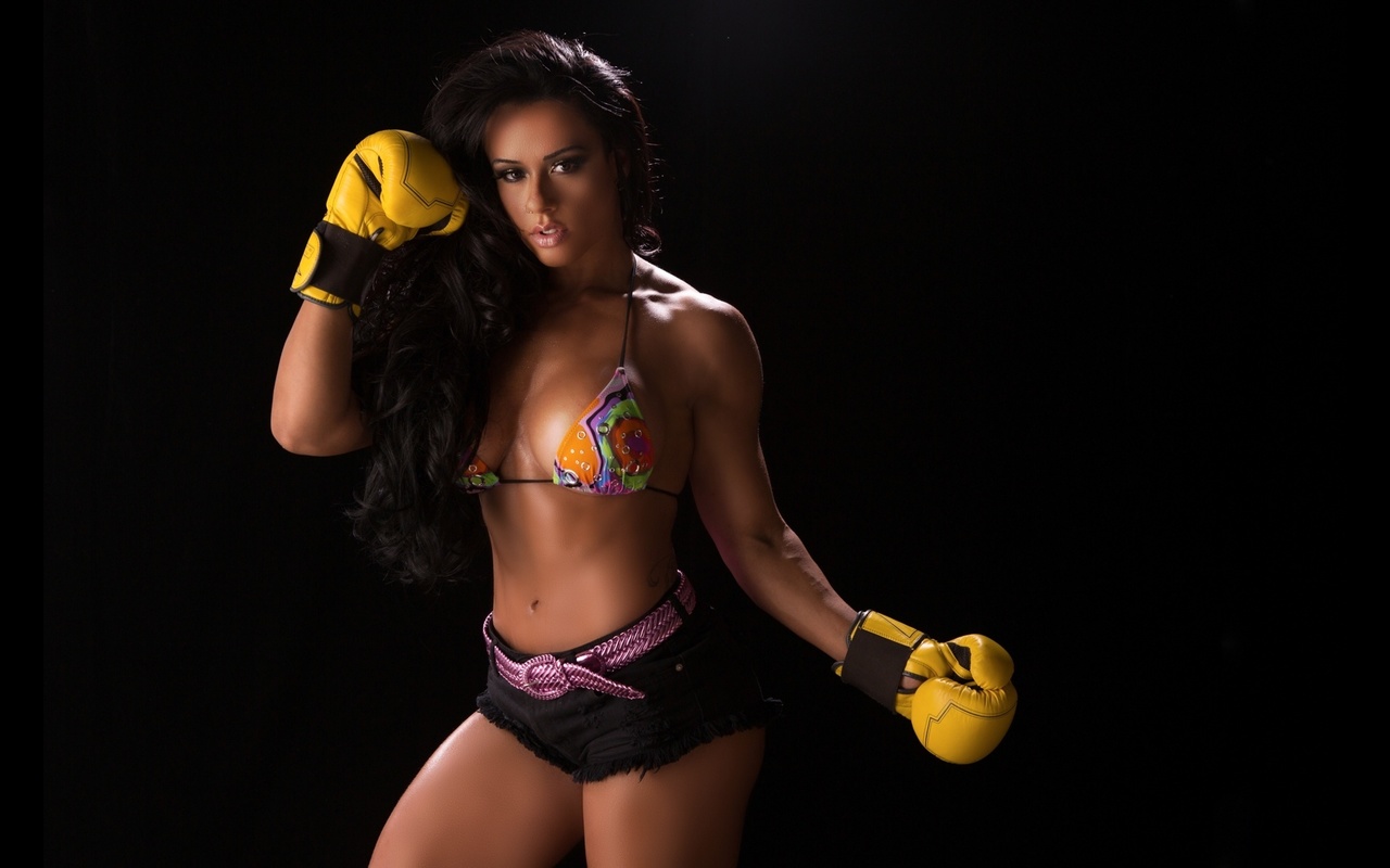 brunette, body fitness, sue lasmar, bikini, boobs, boxing gloves, , , , ,  