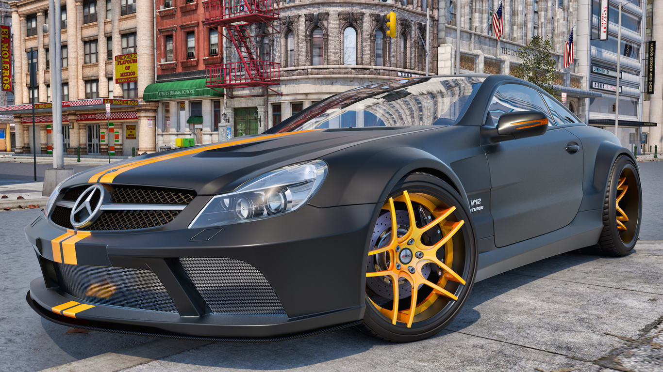 , 3d, , mercedes benz, sl65, amg, v12