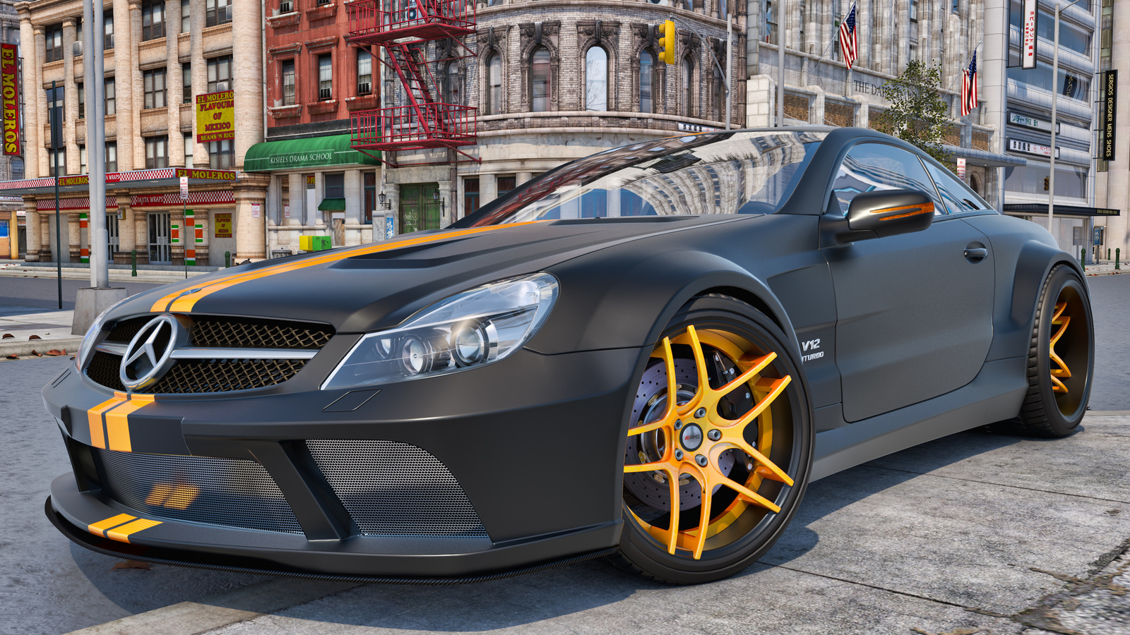 , 3d, , mercedes benz, sl65, amg, v12