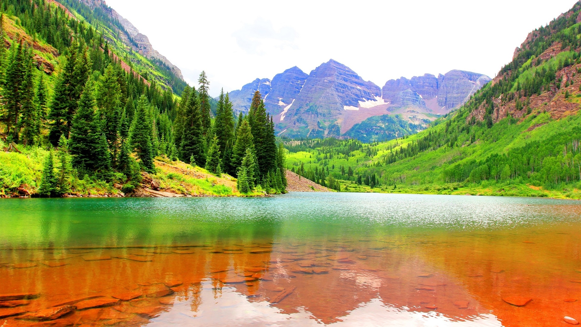 maroon bells, colorado, usa, lake, mountains, trees