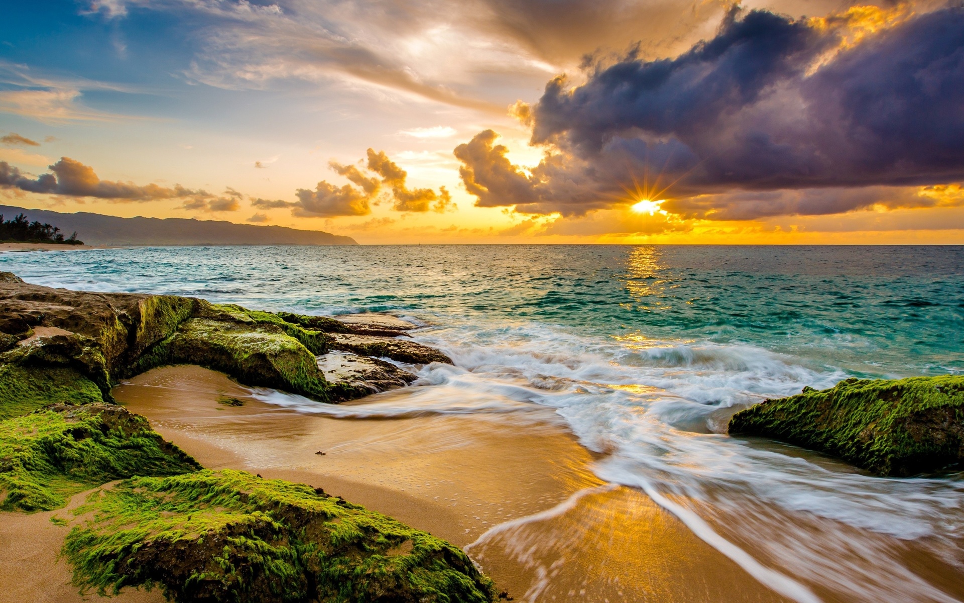 , hawaii, sunset, beach, ocean