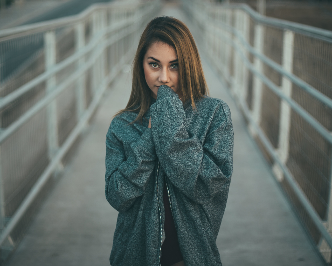 women, portrait, sweater, bridge, women outdoors