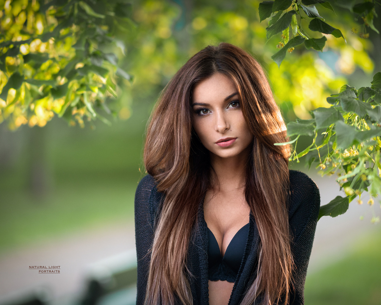 women, portrait, black bras, long hair, depth of field, robert chrenka