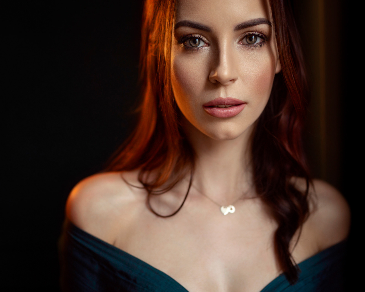 women, damian piorko, portrait, bare shoulders, face, necklace, , 