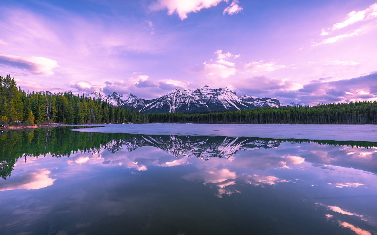 Категория природа. Озеро Герберт 8k. Канада светлая картинка. Reflection at the Lake.