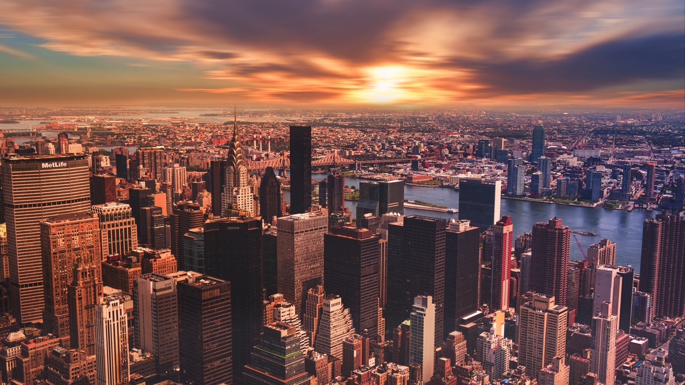 new york, sunset, panorama, , 