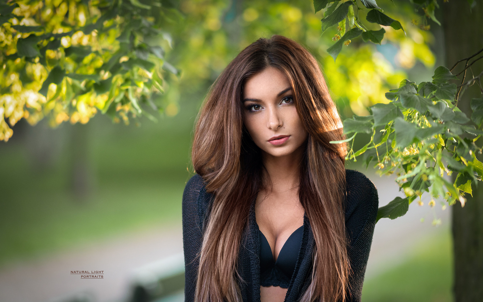 women, portrait, black bras, long hair, depth of field, robert chrenka