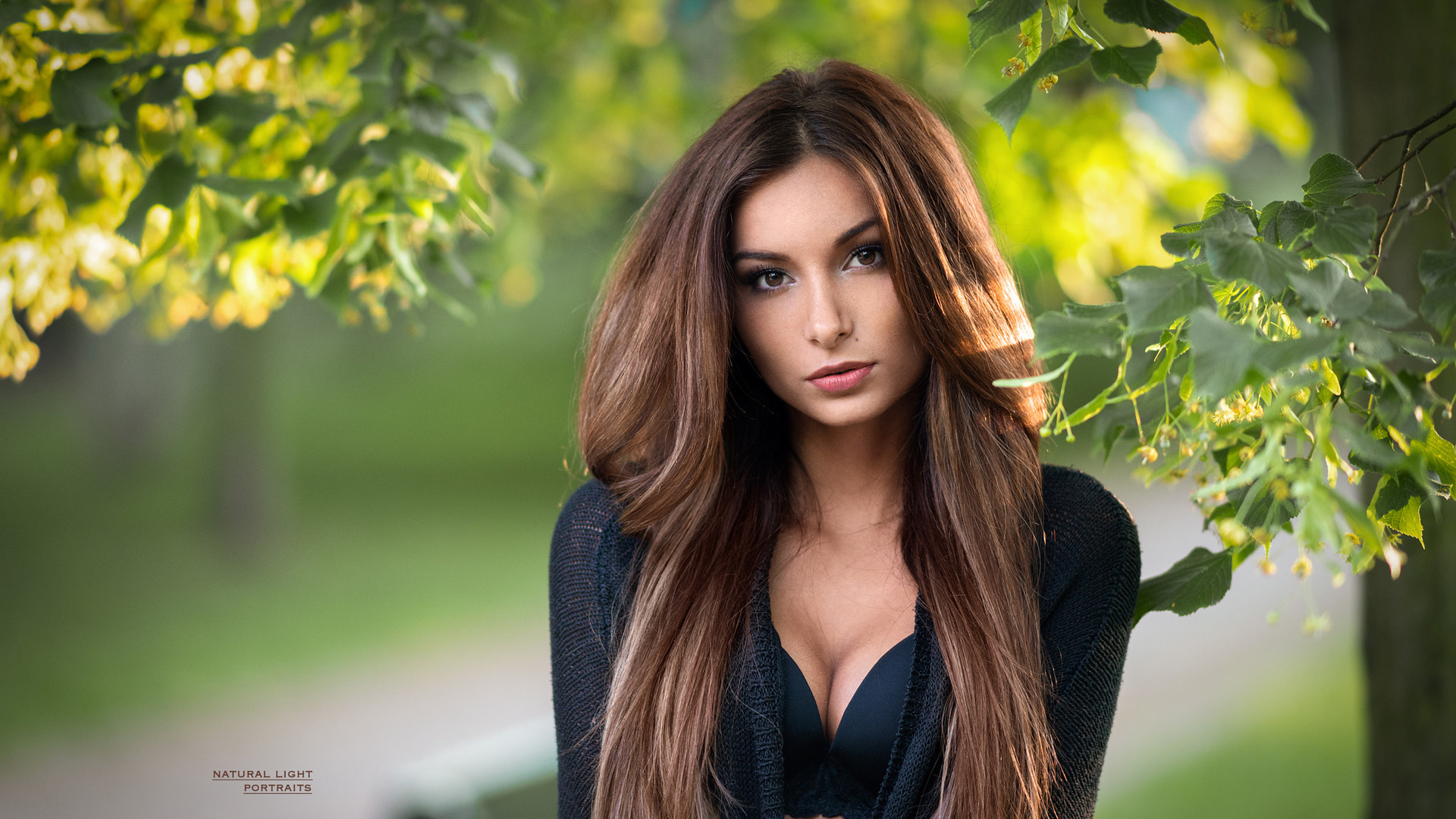 women, portrait, black bras, long hair, depth of field, robert chrenka