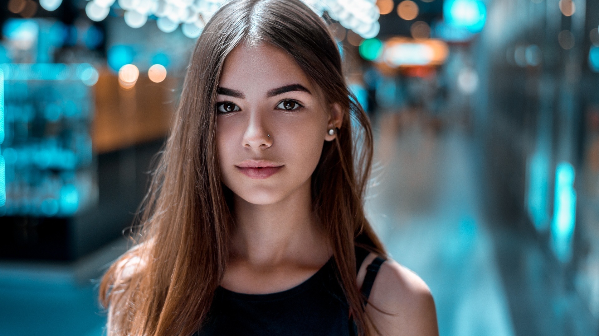 women, face, portrait, smiling, pierced nose