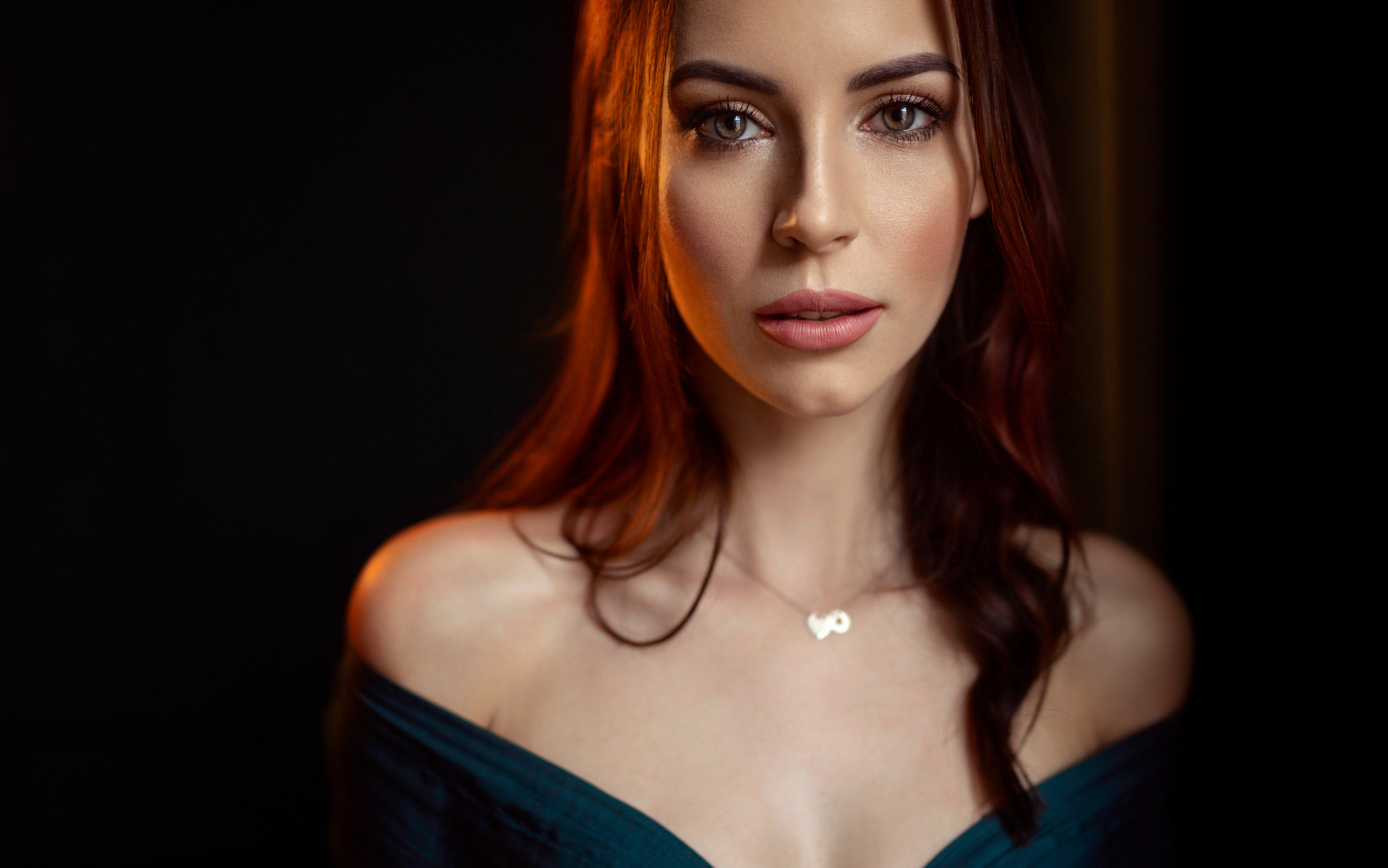 women, damian piorko, portrait, bare shoulders, face, necklace, , 