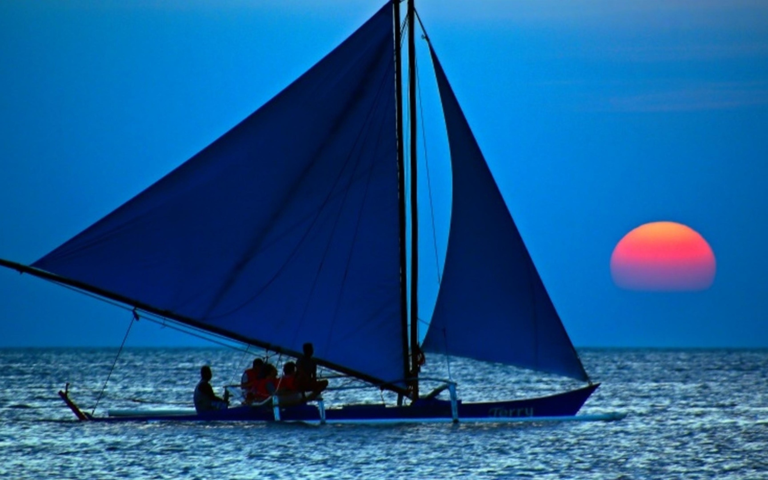 sunset, nature, sailing ship, amazing sea