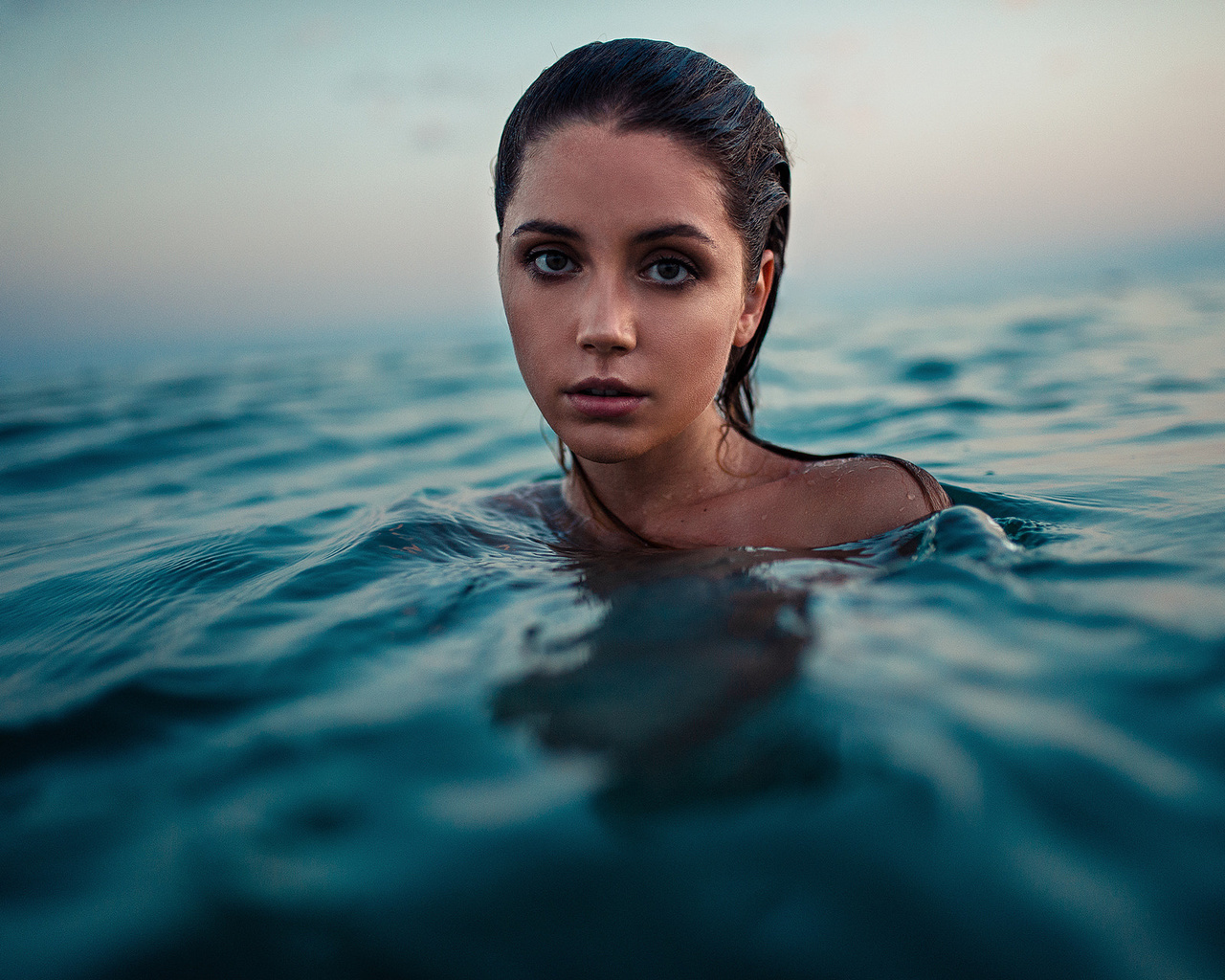 ksenia kokoreva, women, face, sea, wet hair, women outdoors, water drops