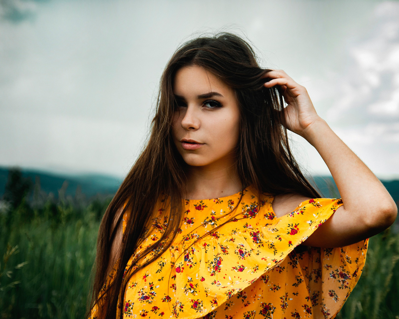 women, face, portrait, women outdoors, sky