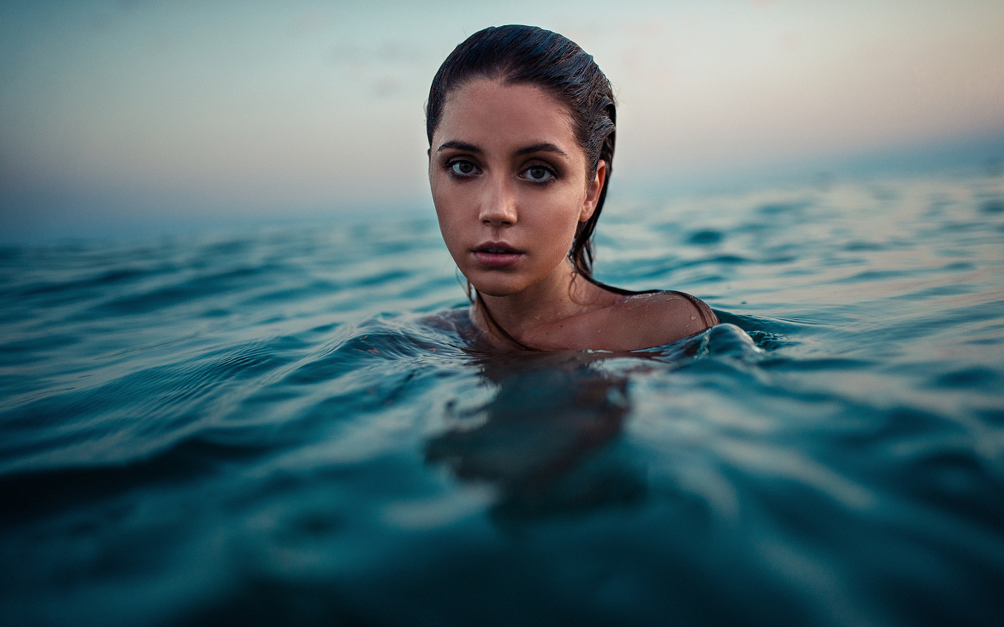 ksenia kokoreva, women, face, sea, wet hair, women outdoors, water drops