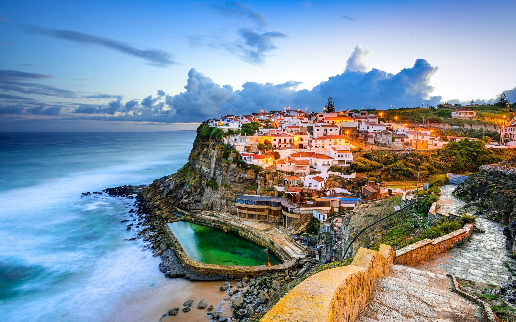 sintra, sea, coast, sunset, serra de sintra, portugal