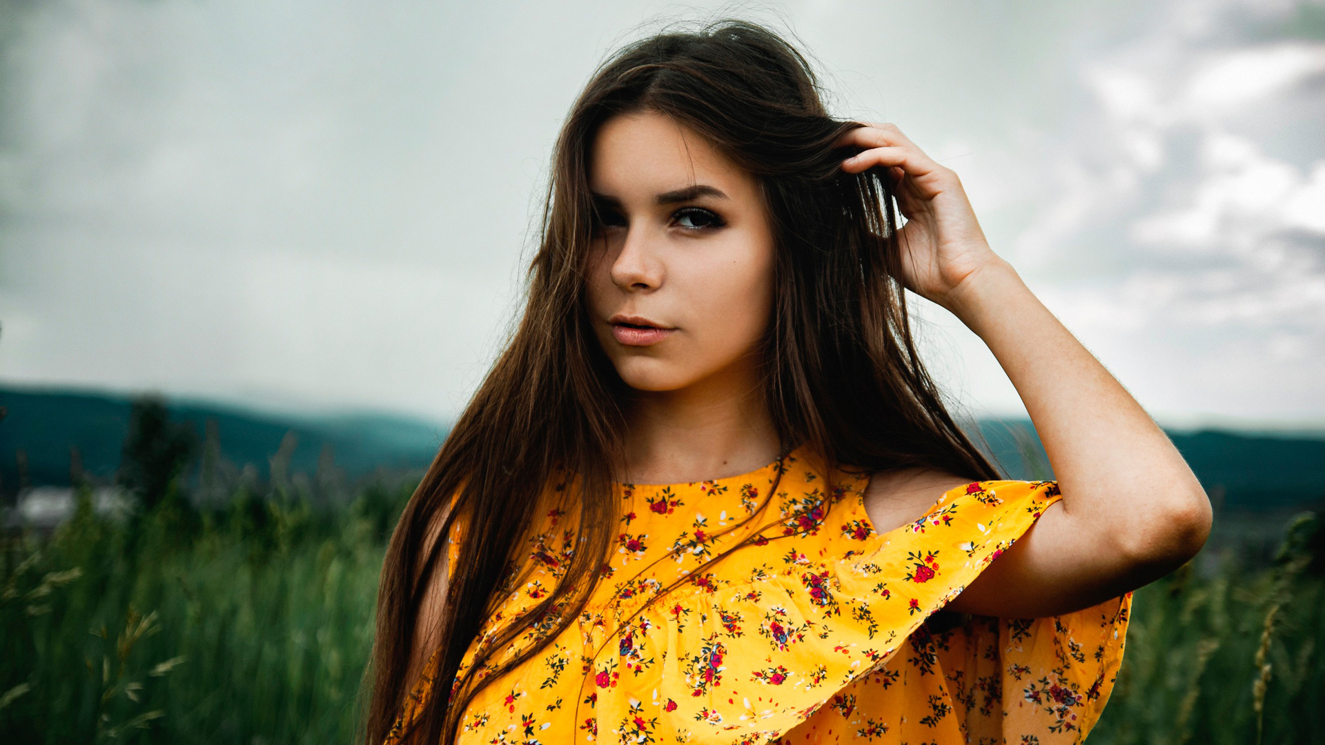 women, face, portrait, women outdoors, sky