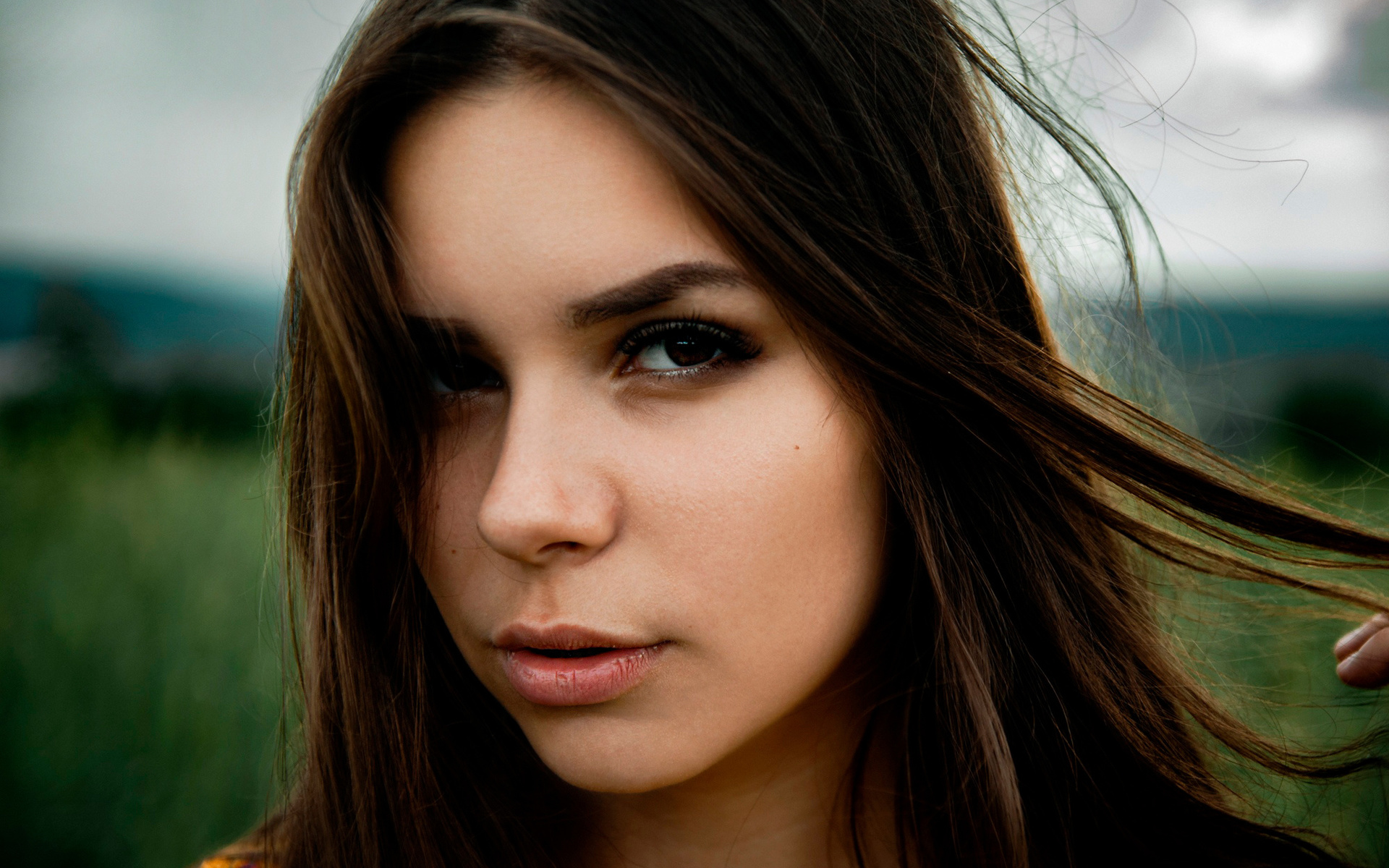 women, face, portrait, women outdoors, sky