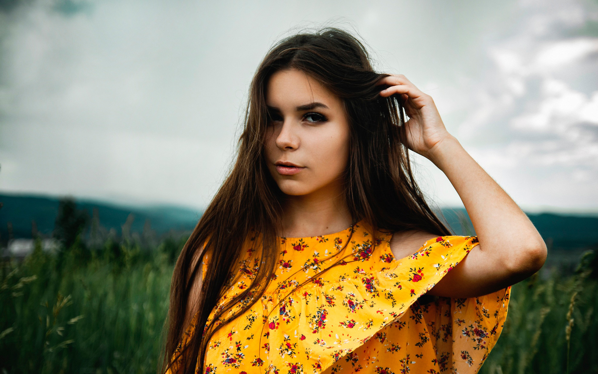 women, face, portrait, women outdoors, sky