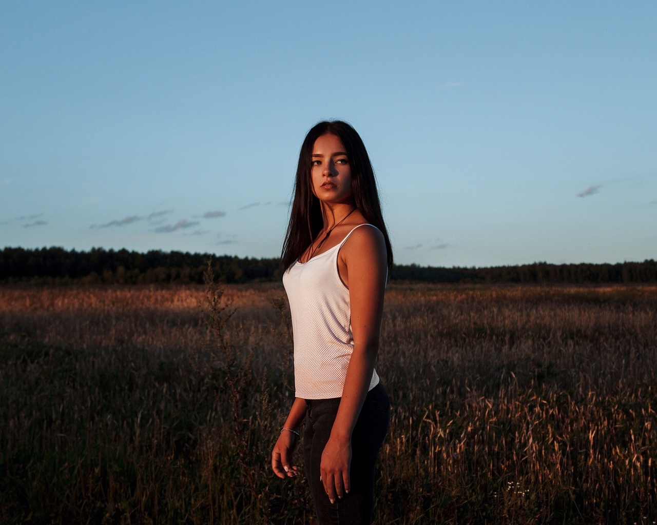 women, portrait, tanned, jean shorts, sky, women outdoors