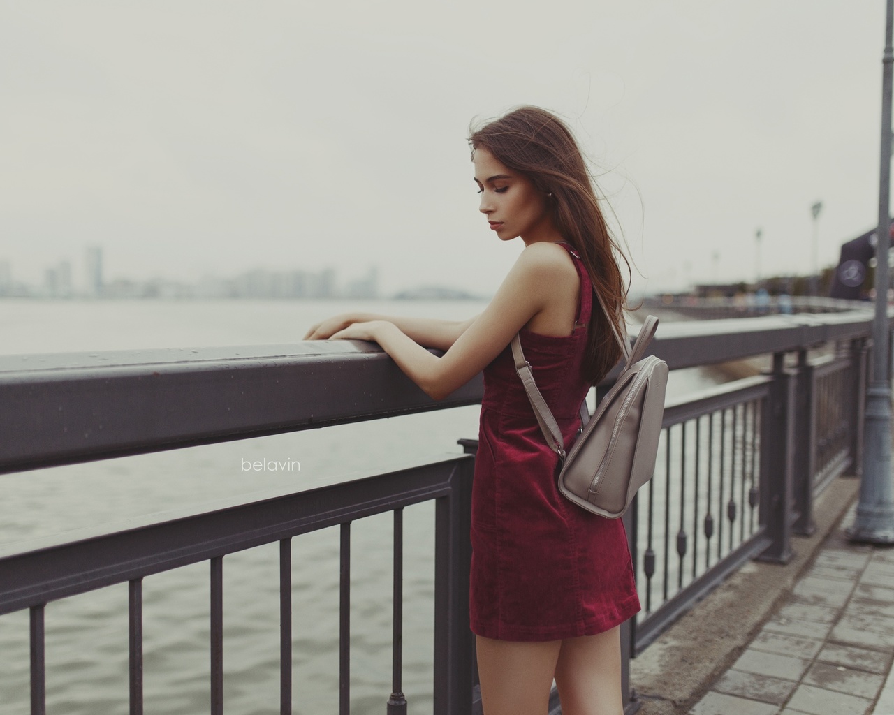 women, alexander belavin, dress, portrait, hand bags, closed eyes