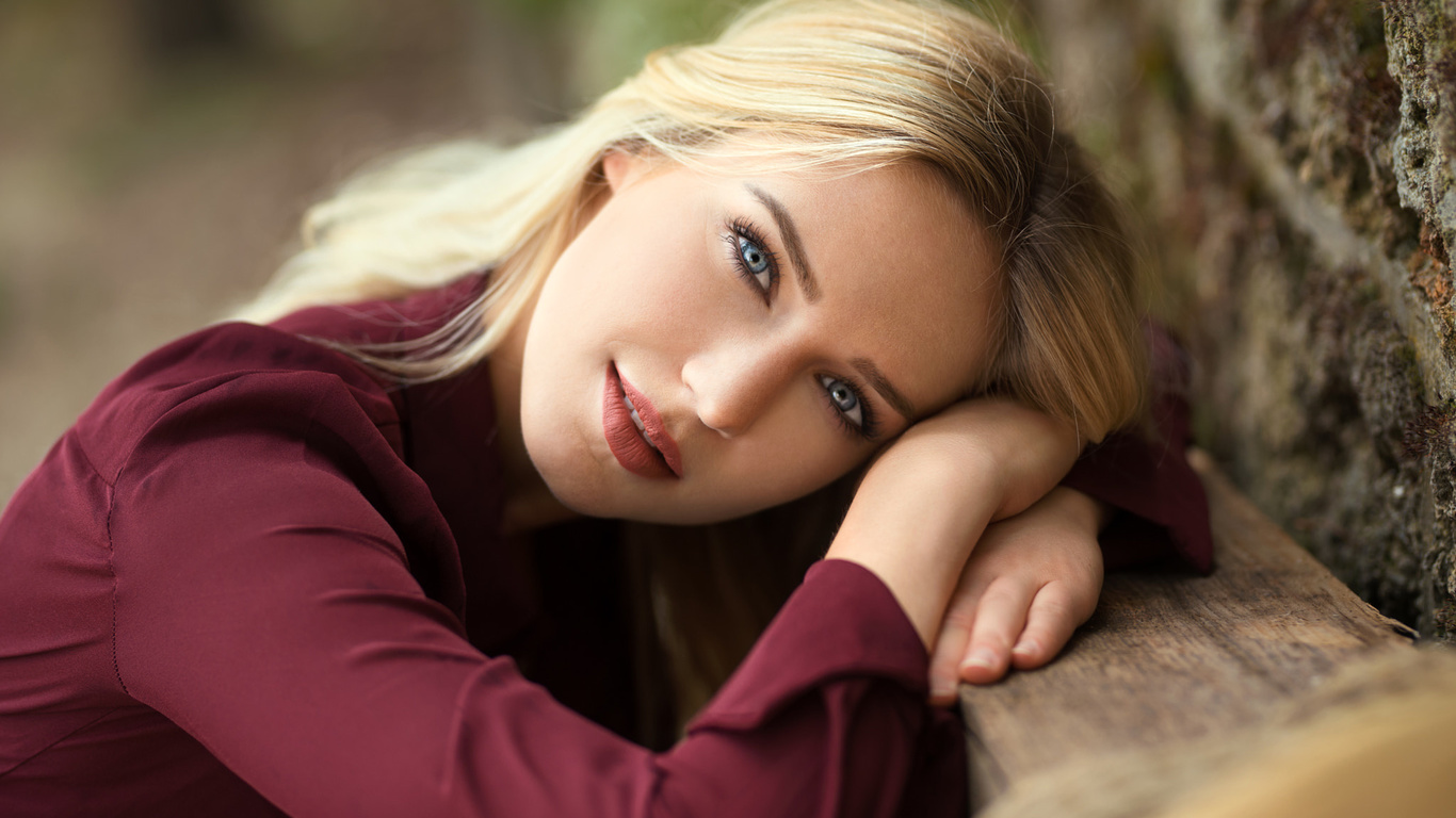 women, lods franck, blonde, face, portrait, blue eyes