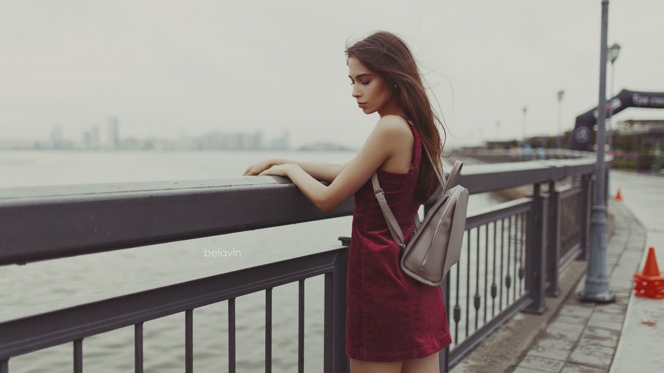 women, alexander belavin, dress, portrait, hand bags, closed eyes