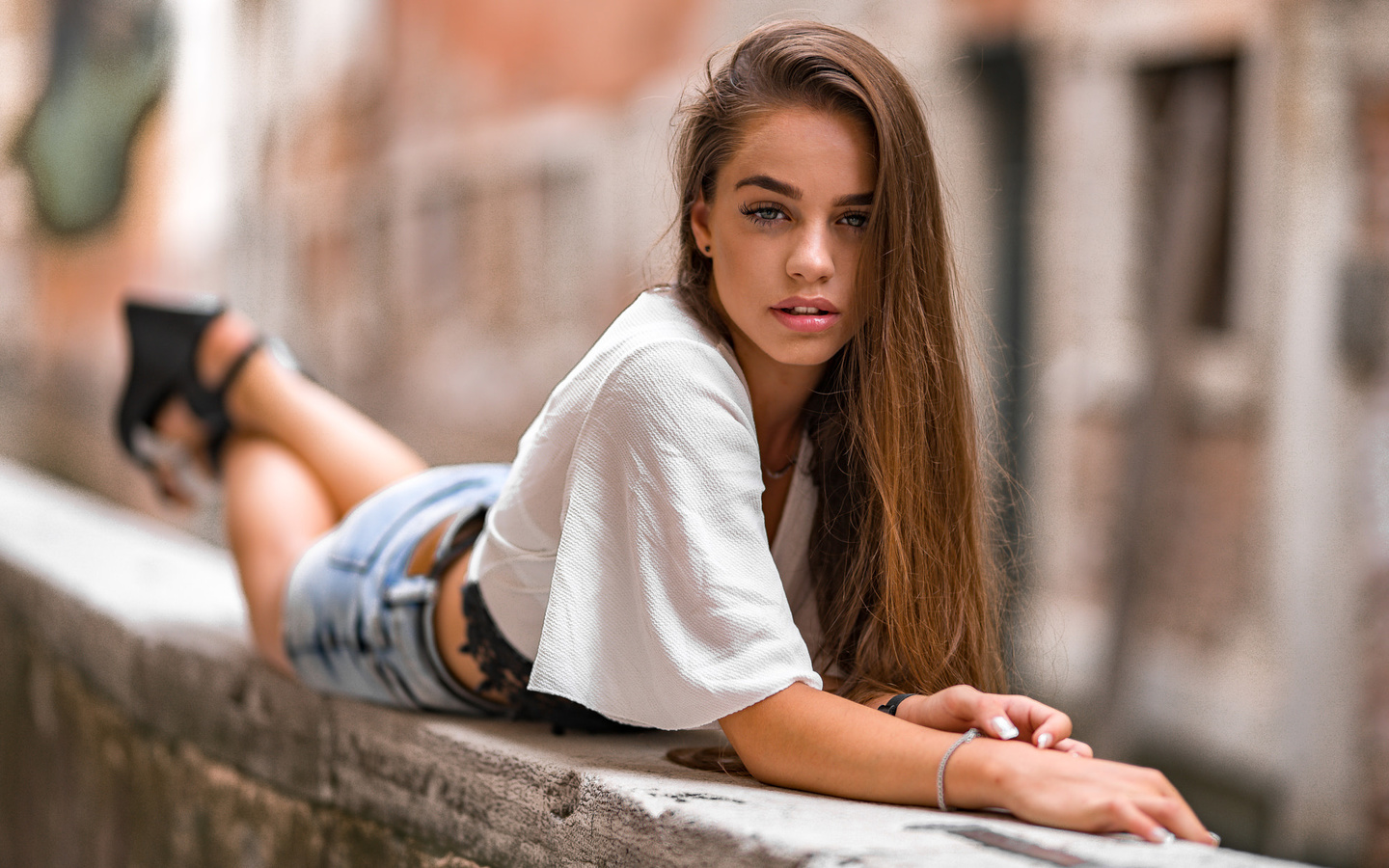 women, marco squassina, portrait, denim skirt