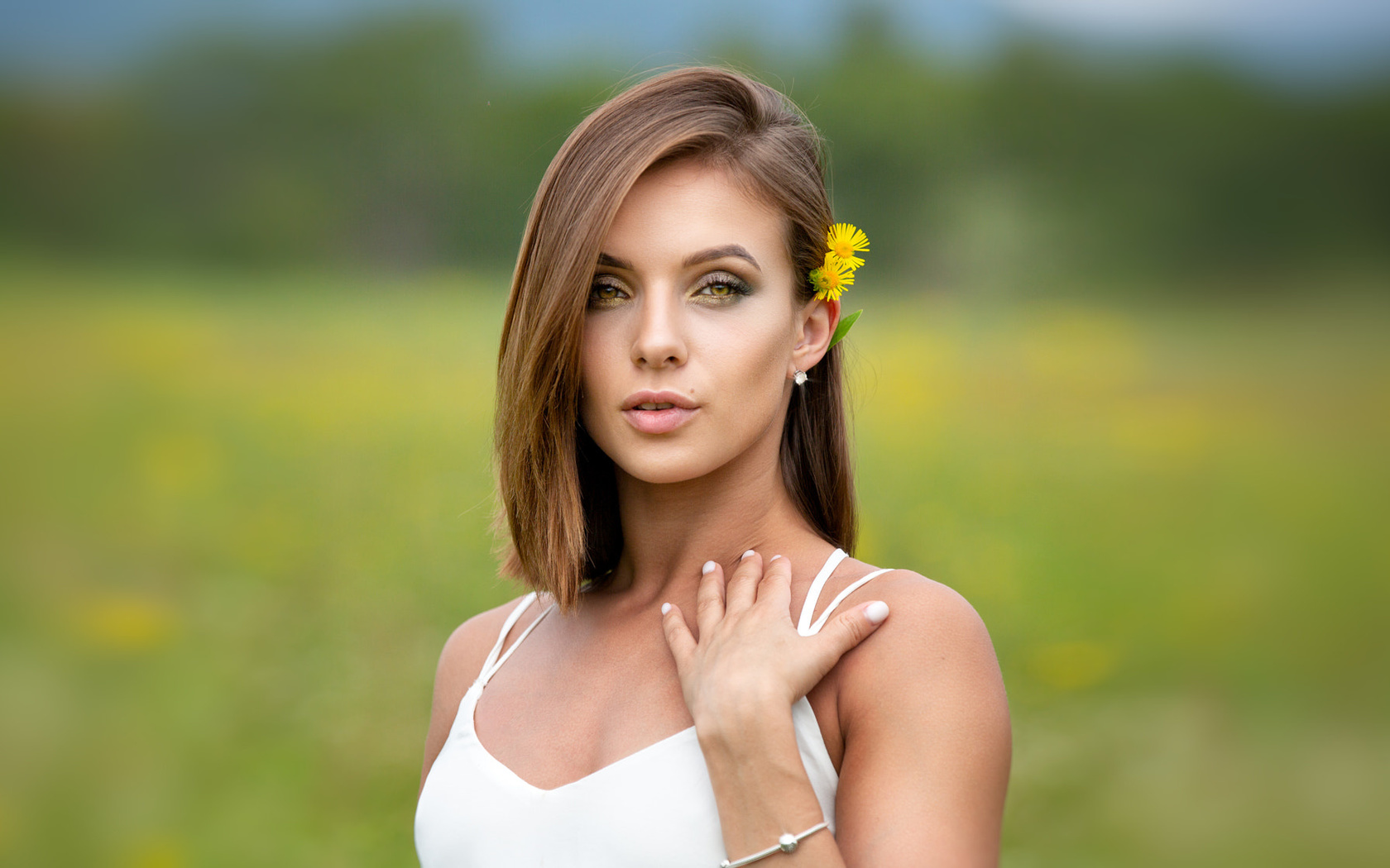 women, face, portrait, flowers